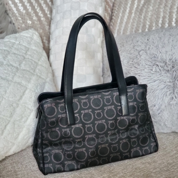 Salvatore Ferragamo Gancini Pattern Tote Bag Handbag Coated canvas - Picture 2 of 12